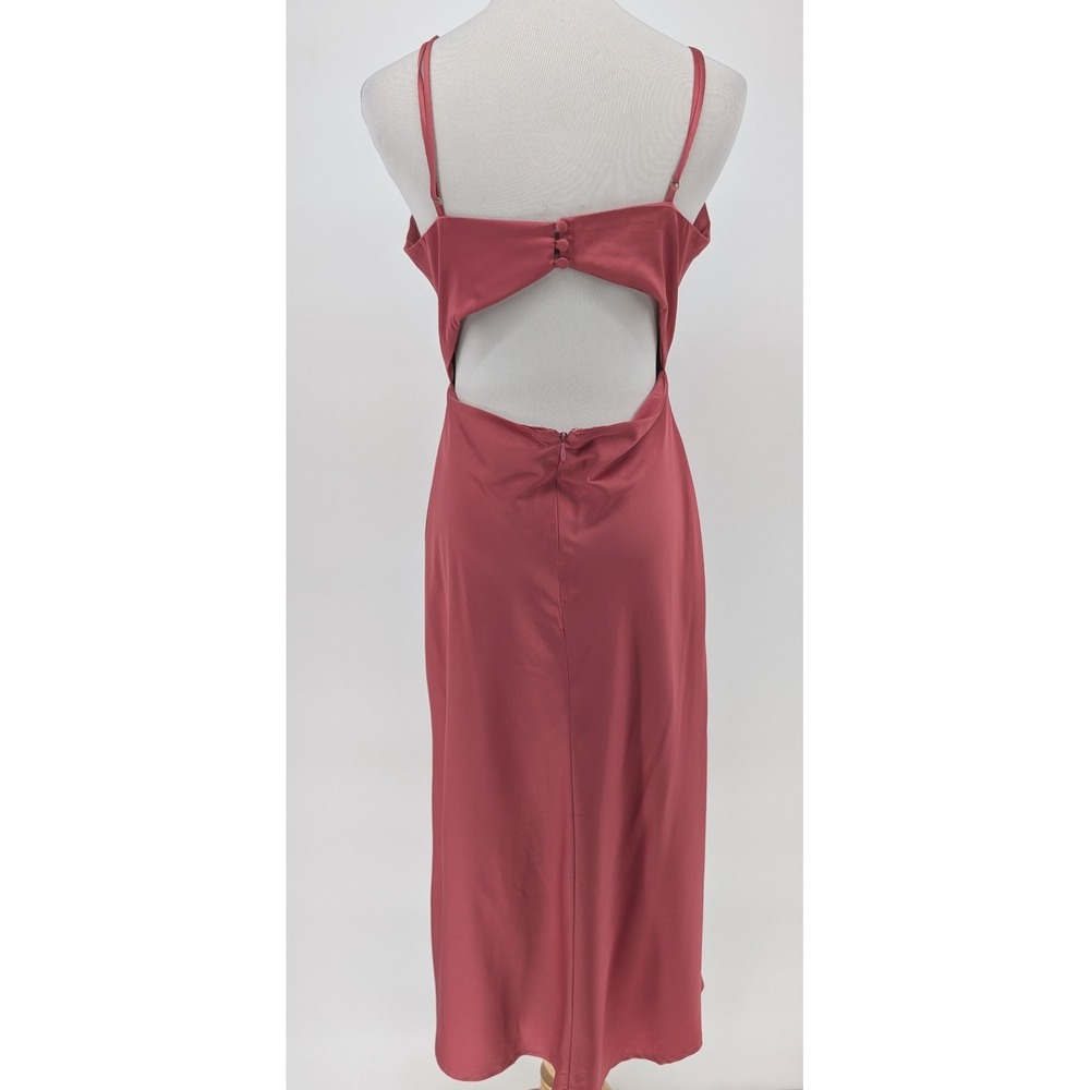 Petal + Pup‎ Poppy Cut Out Midi Slip Dress M Rose Pink Satin Wedding Cocktail - Picture 6 of 15